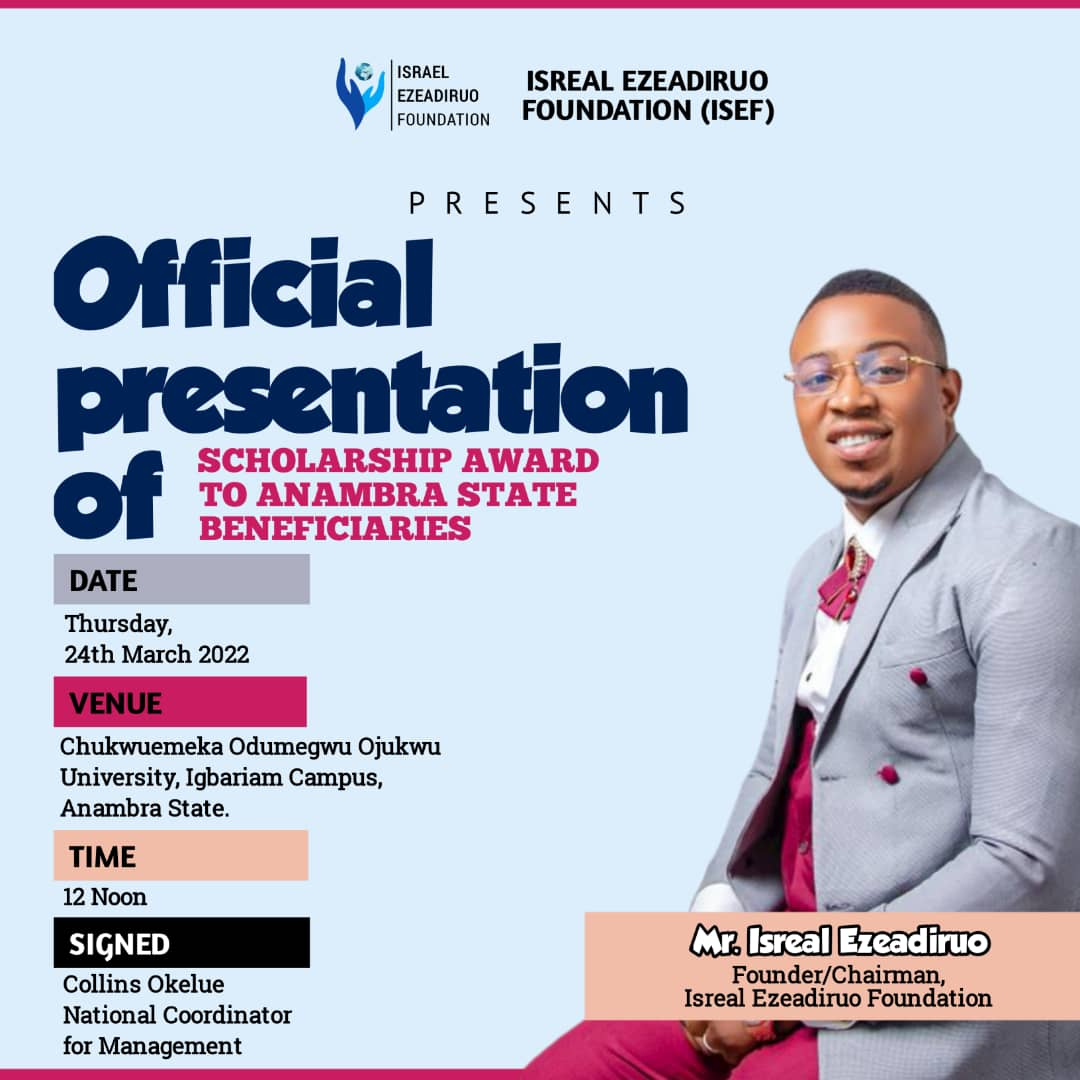 Presentation of ISEF 2022 Scholarship Award in Anambra State